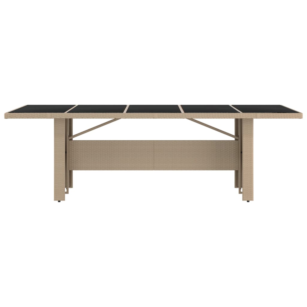 Tuintafel Met Glazen Blad Poly Rattan En Gehard Glas Beige