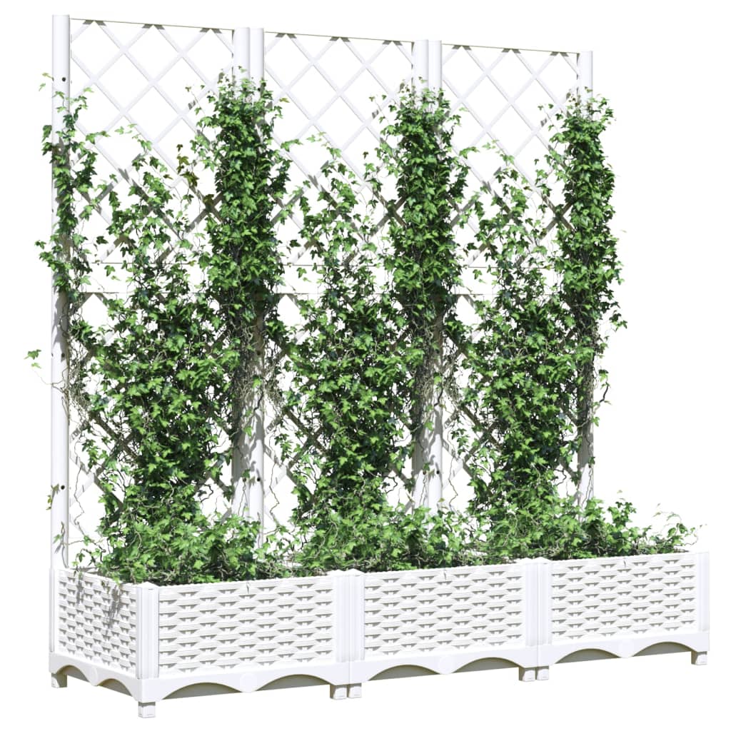 Plantenbak Met Latwerk 120X40X121,5 Cm Polypropeen Wit