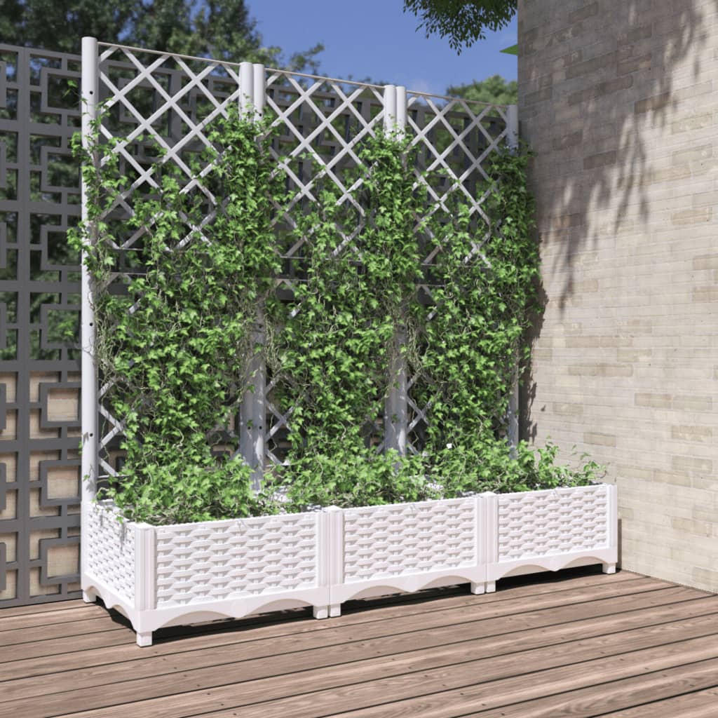 Plantenbak Met Latwerk 120X40X121,5 Cm Polypropeen Wit