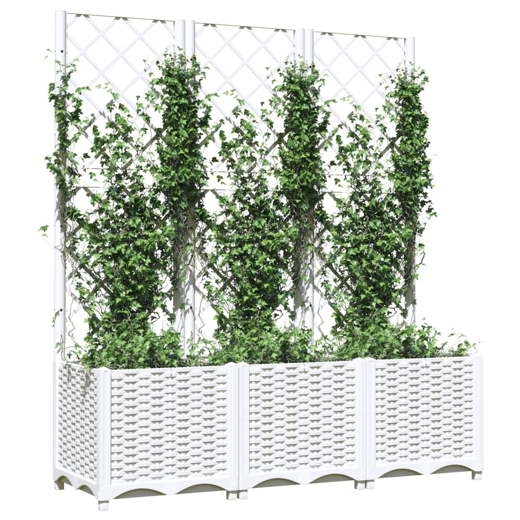 Plantenbak Met Latwerk 120X40X136 Cm Polypropeen Wit