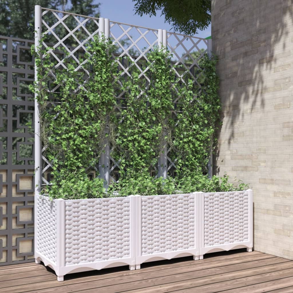 Plantenbak Met Latwerk 120X40X136 Cm Polypropeen Wit