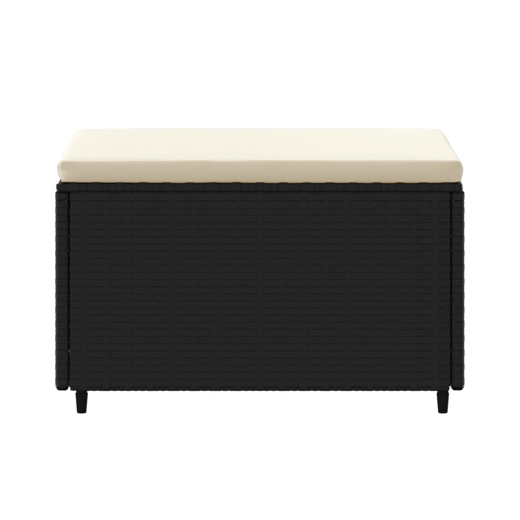 Voetensteun Met Kussen Poly Rattan Zwart