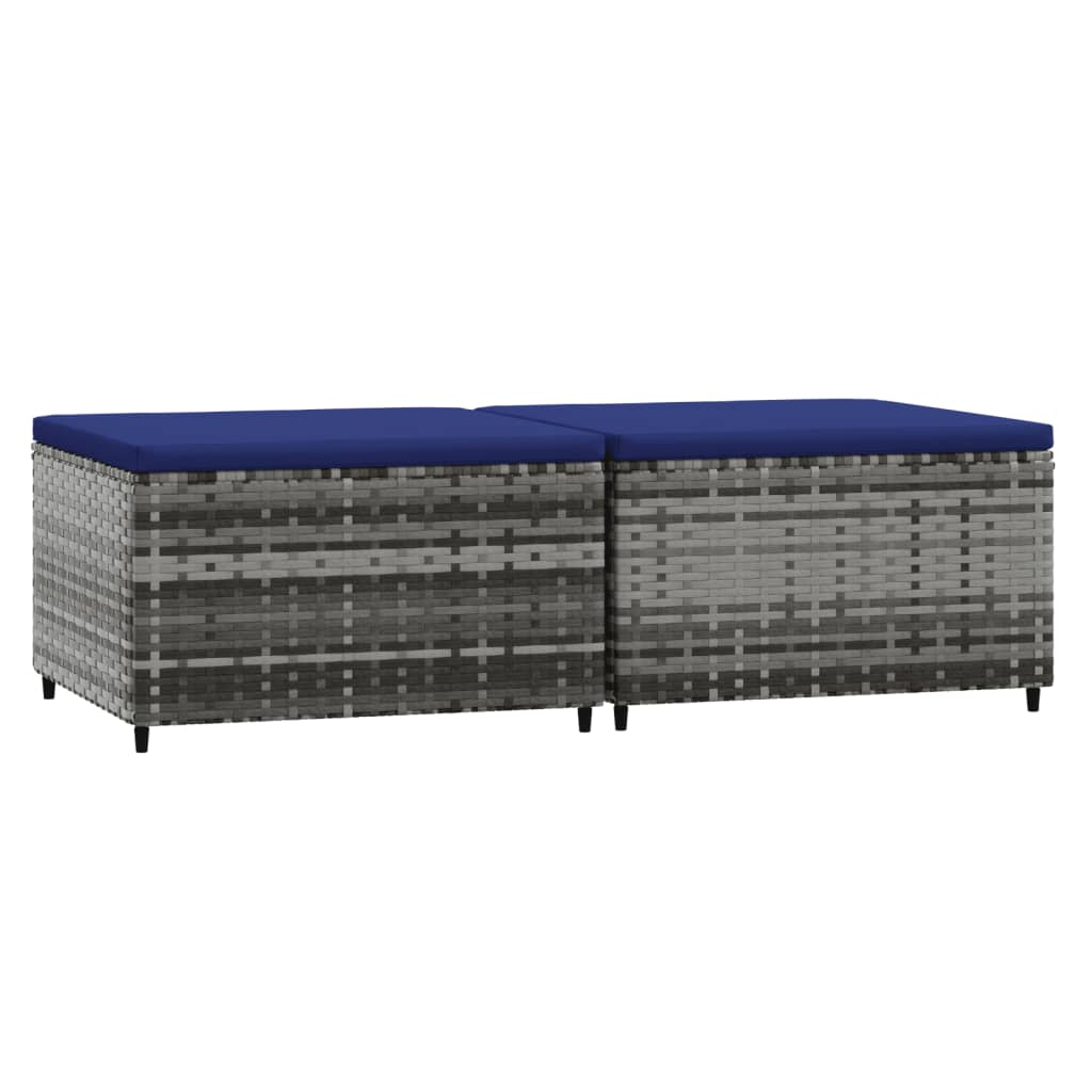 Voetensteunen 2 St Met Kussens Poly Rattan Grijs