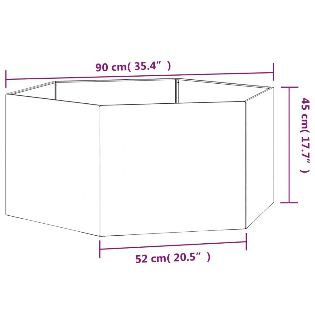 Plantenbak 90X90X45 Cm Cortenstaal Grijs