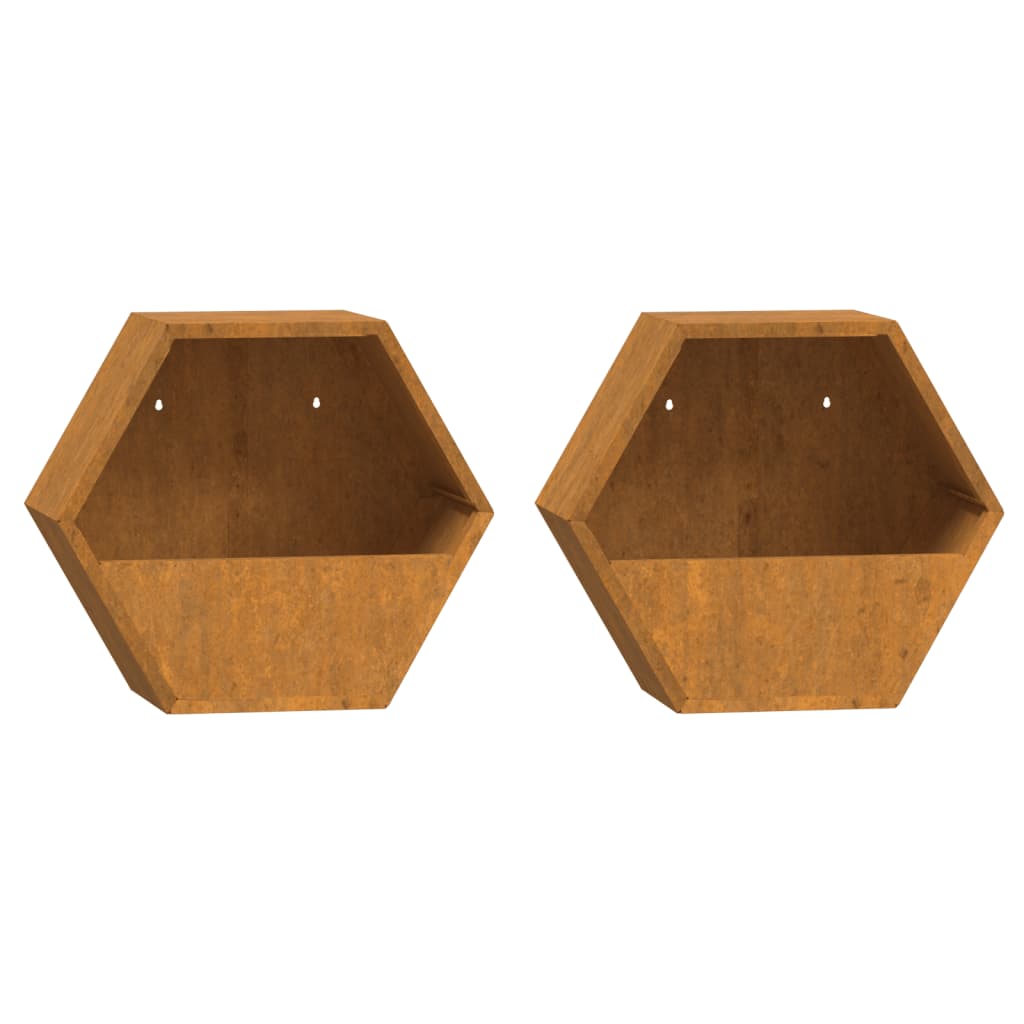Plantenbakken Wandgemonteerd 2 St 30X10X25 Cm Cortenstaal Grijs