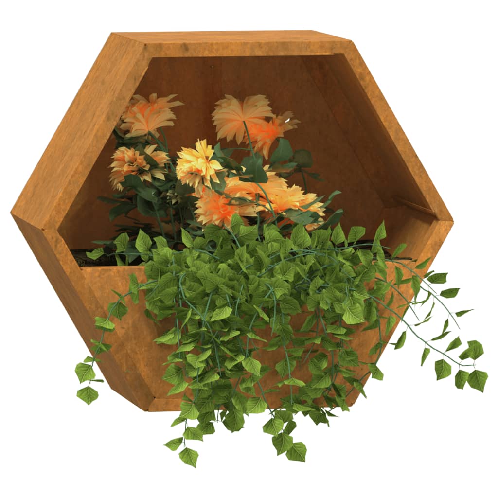 Plantenbakken Wandgemonteerd 2 St 30X10X25 Cm Cortenstaal Grijs
