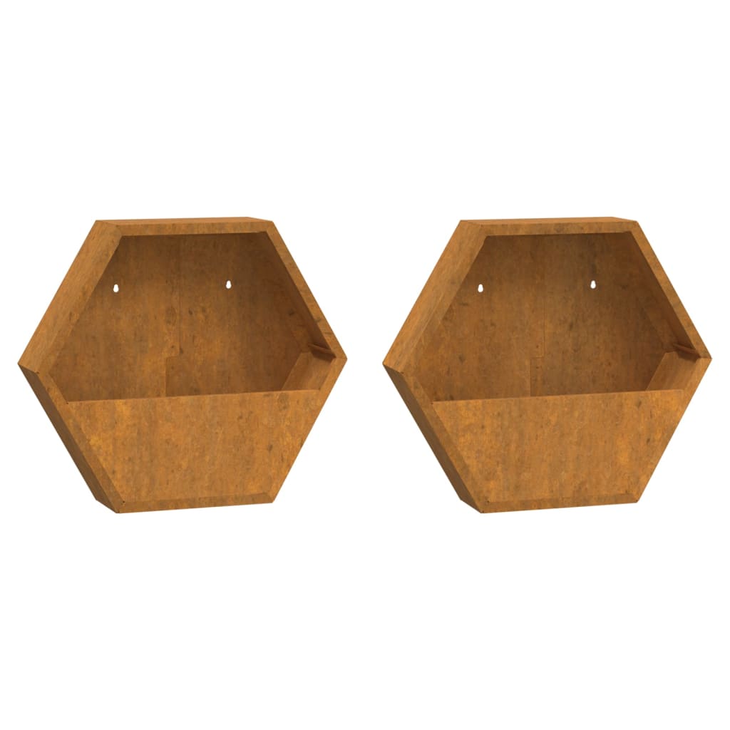 Plantenbakken Wandgemonteerd 2 St 46X10X40 Cm Cortenstaal Grijs