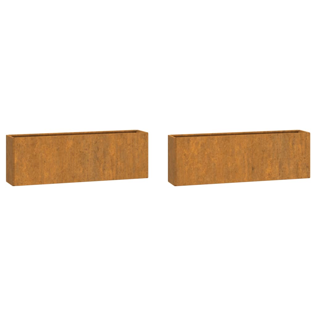 Plantenbakken Wandgemonteerd 2 St 53X10X17 Cm Cortenstaal Grijs