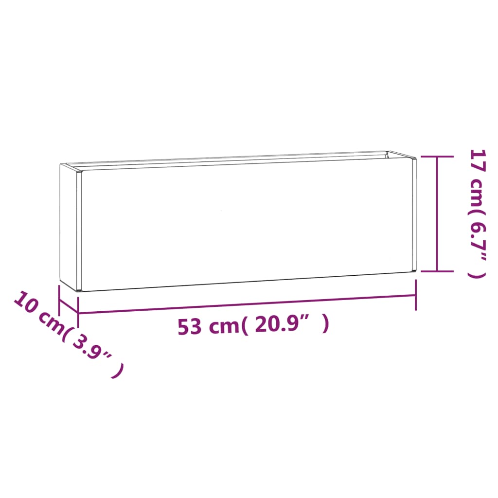 Plantenbakken Wandgemonteerd 2 St 53X10X17 Cm Cortenstaal Grijs