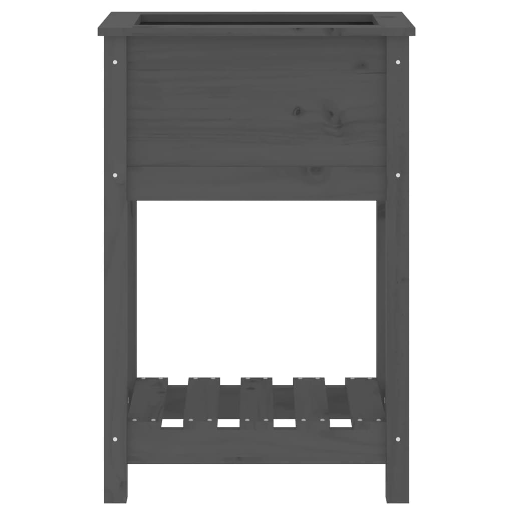 Plantenbak Met Schap 54X34,5X81 Cm Massief Grenenhout Grijs