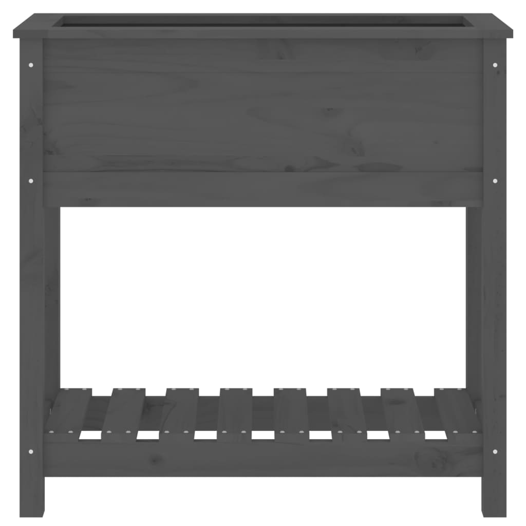 Plantenbak Met Schap 82,5X34,5X81 Cm Massief Grenenhout Grijs