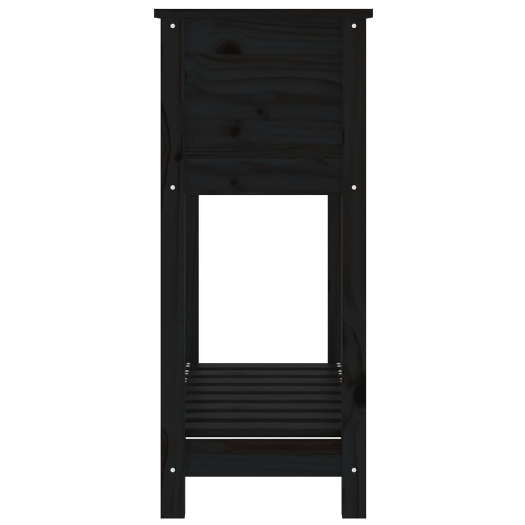 Plantenbak Met Schap 82,5X34,5X81 Cm Massief Grenenhout Zwart
