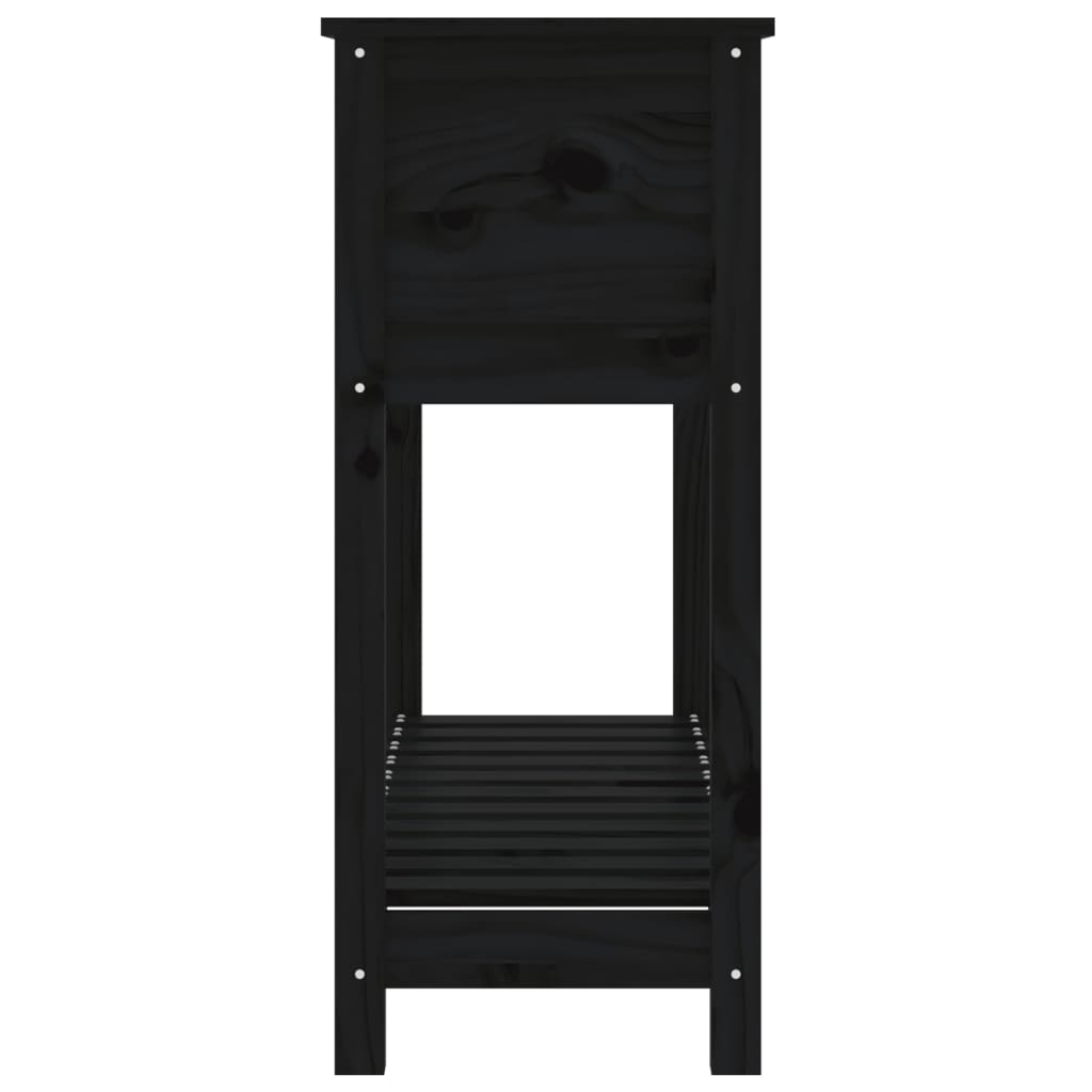 Plantenbak Met Schap 111,5X34,5X81 Cm Massief Grenenhout Zwart