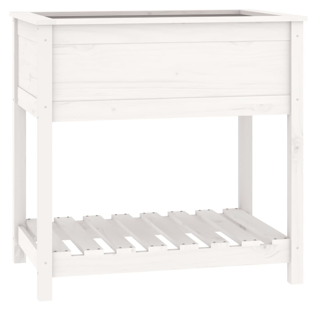 Plantenbak Met Schap 82,5X54X81 Cm Massief Grenenhout Wit