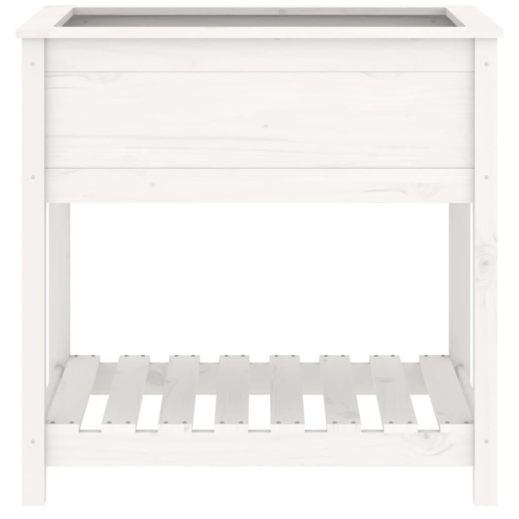 Plantenbak Met Schap 82,5X54X81 Cm Massief Grenenhout Wit