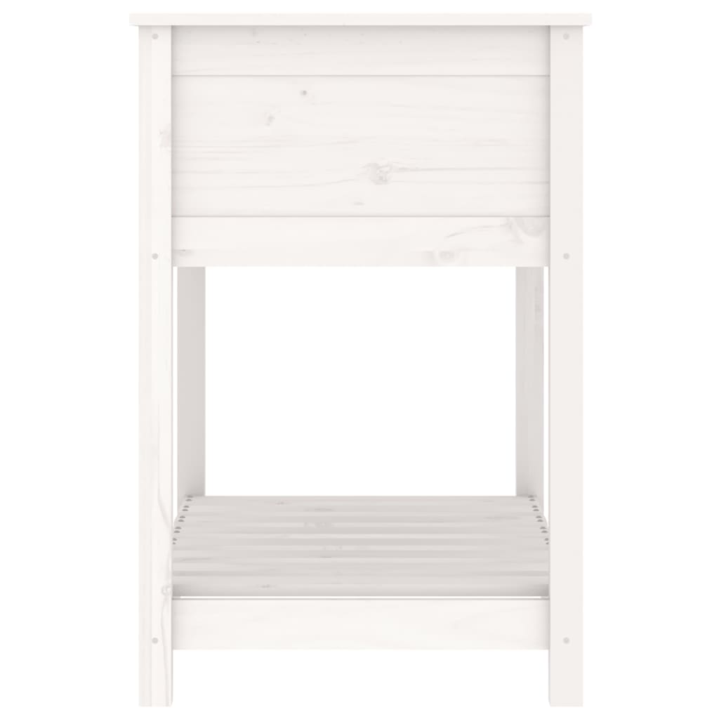 Plantenbak Met Schap 82,5X54X81 Cm Massief Grenenhout Wit