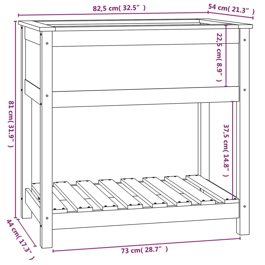 Plantenbak Met Schap 82,5X54X81 Cm Massief Grenenhout Wit