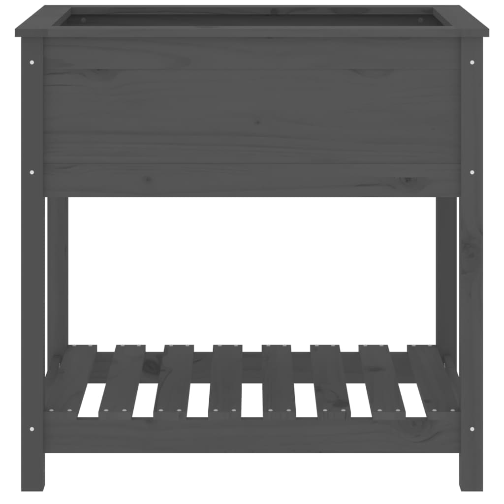 Plantenbak Met Schap 82,5X54X81 Cm Massief Grenenhout Grijs