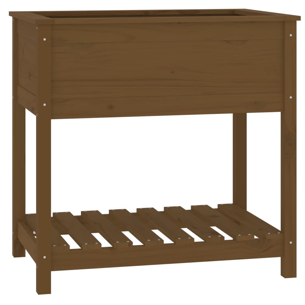 Plantenbak Met Schap 82,5X54X81 Cm Grenenhout Honingbruin