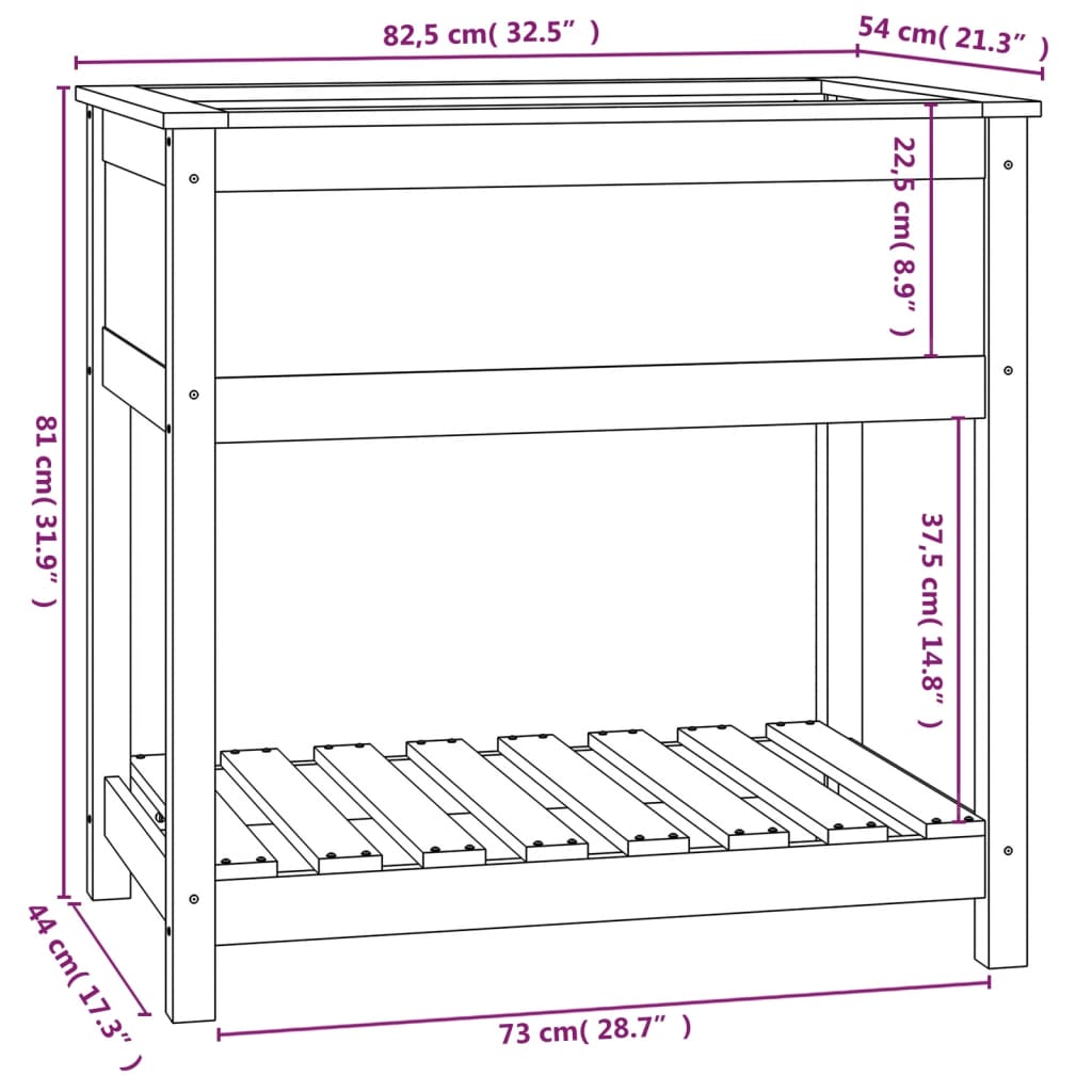Plantenbak Met Schap 82,5X54X81 Cm Grenenhout Honingbruin