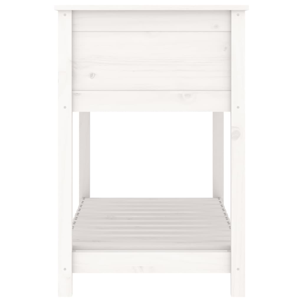 Plantenbak Met Schap 111,5X54X81 Cm Massief Grenenhout Wit