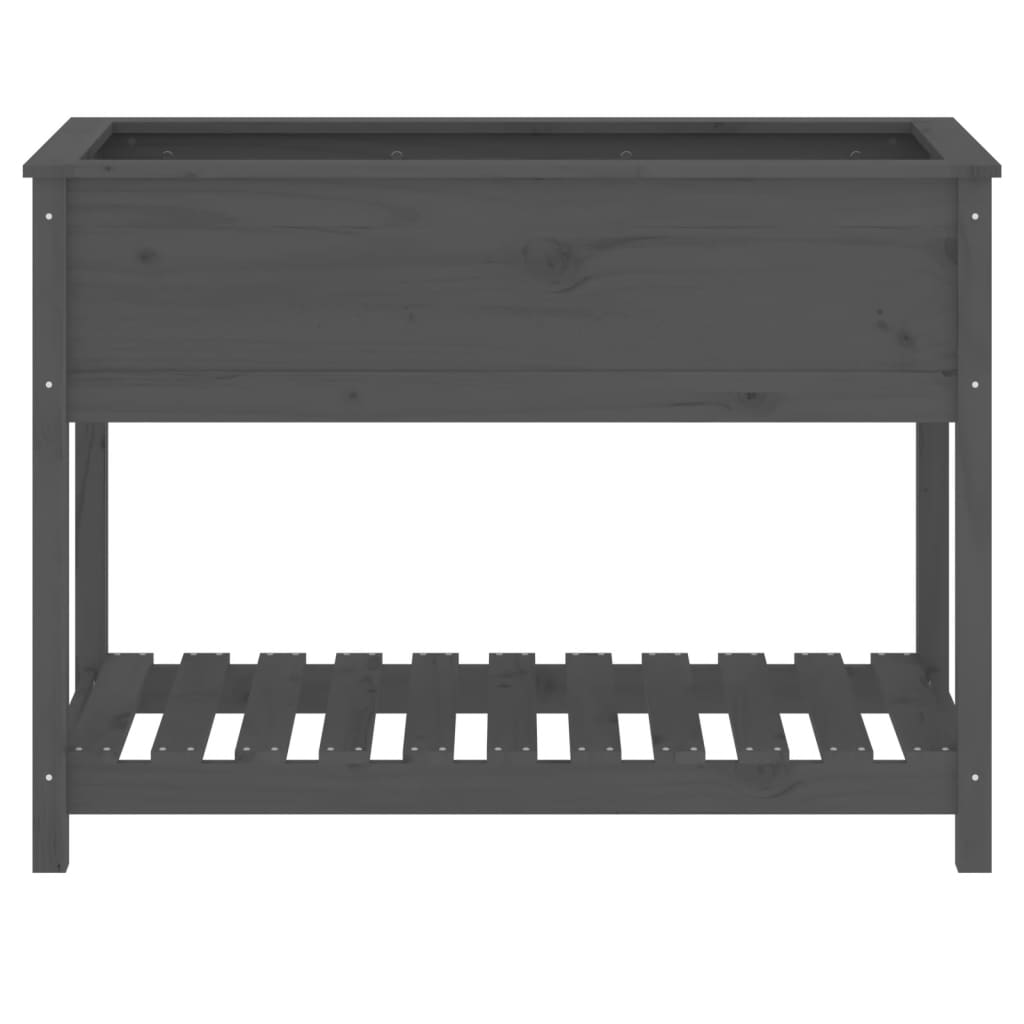 Plantenbak Met Schap 111,5X54X81 Cm Massief Grenenhout Grijs