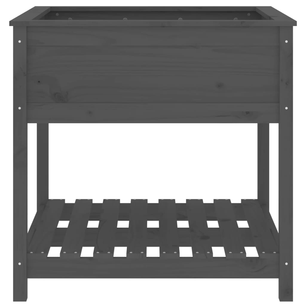 Plantenbak Met Schap 82,5X82,5X81 Cm Massief Grenenhout Grijs