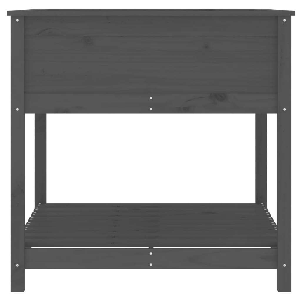 Plantenbak Met Schap 82,5X82,5X81 Cm Massief Grenenhout Grijs
