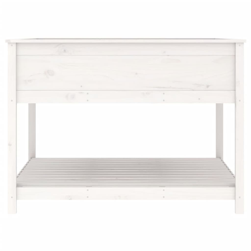 Plantenbak Met Schap 111,5X111,5X81 Cm Massief Grenenhout Wit