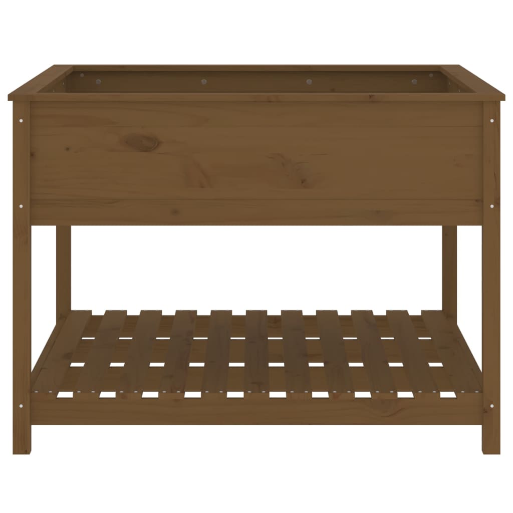 Plantenbak Met Schap 111,5X111,5X81 Cm Grenenhout Honingbruin