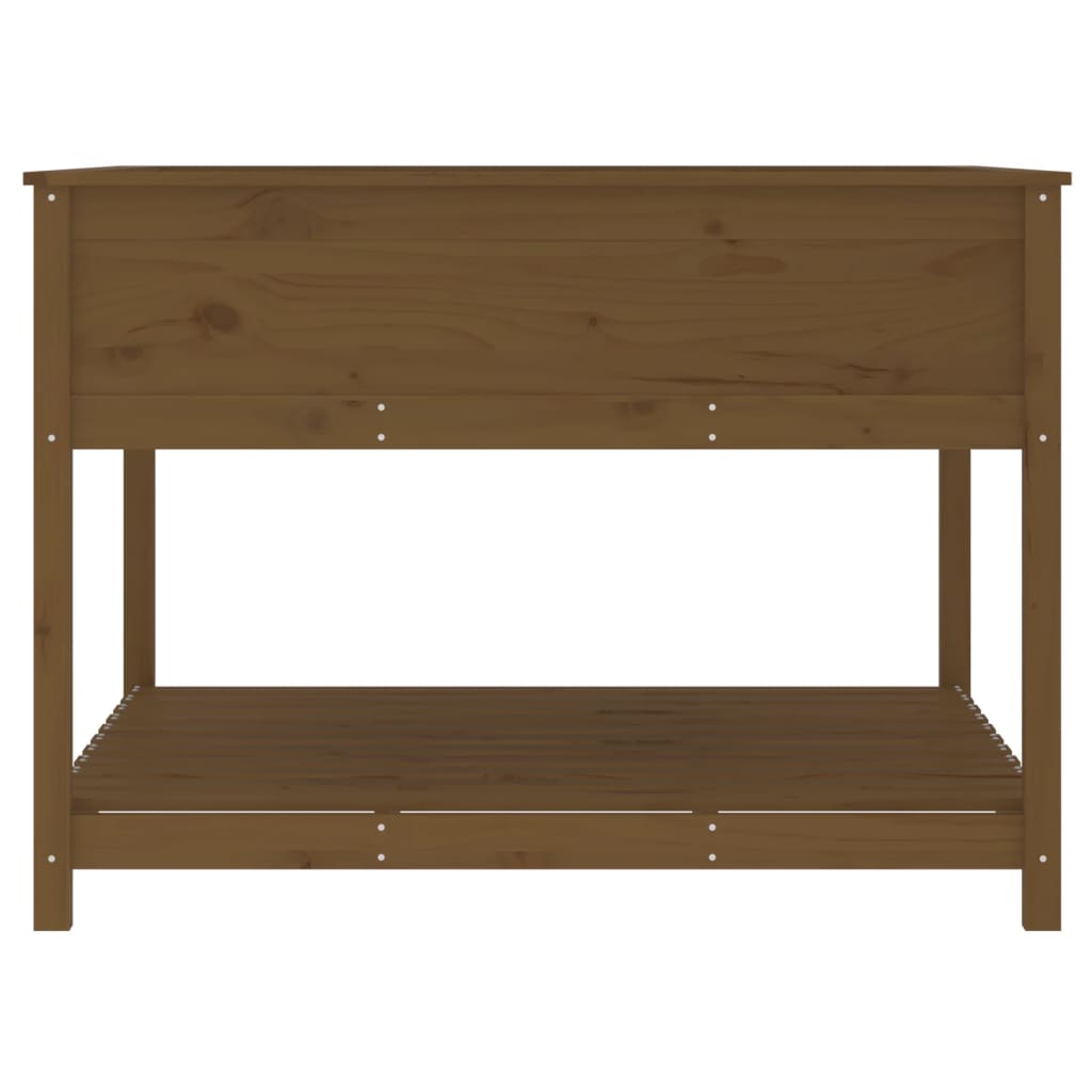 Plantenbak Met Schap 111,5X111,5X81 Cm Grenenhout Honingbruin