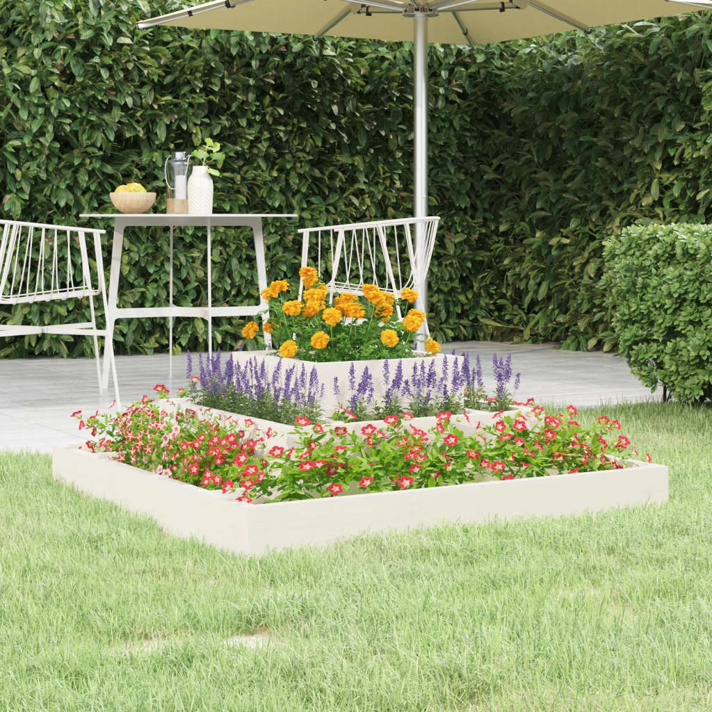 Plantenbak 80X80X27 Cm Massief Grenenhout Wit