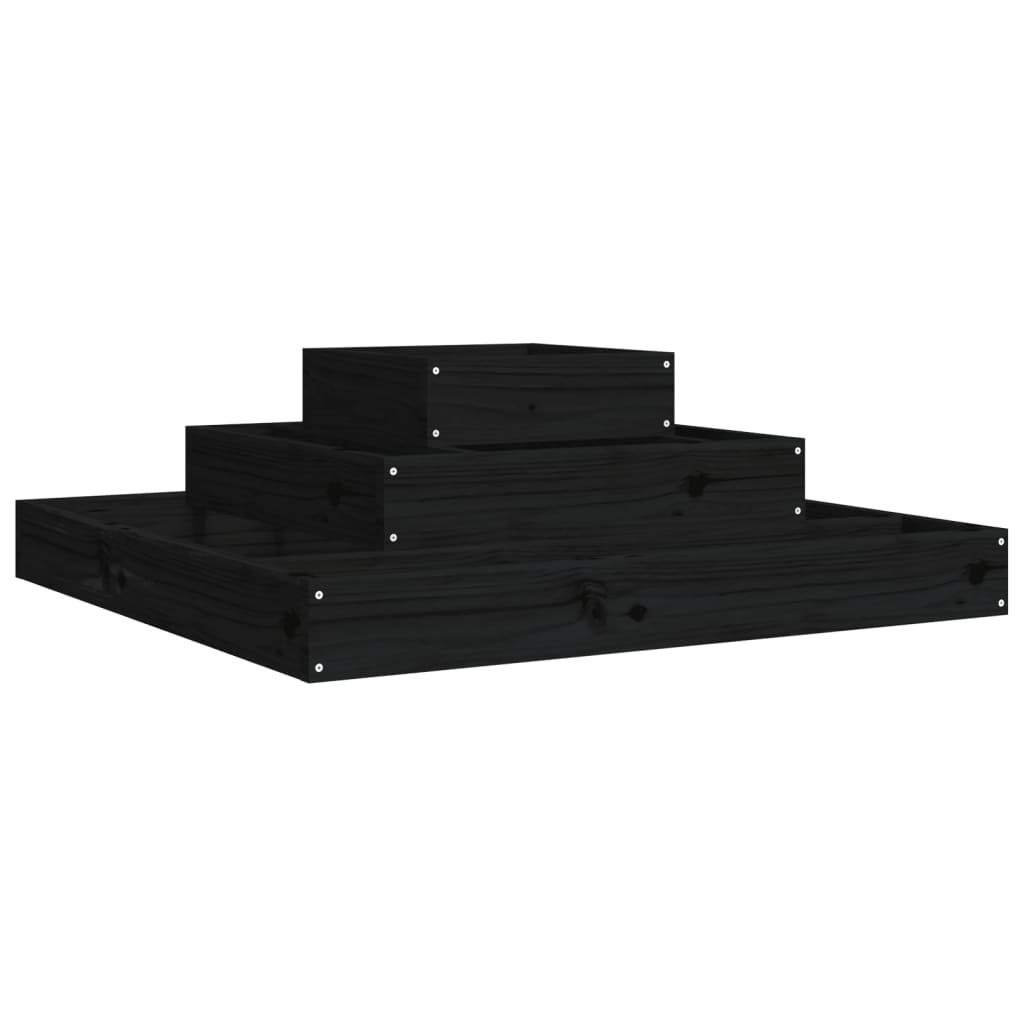 Plantenbak 80X80X27 Cm Massief Grenenhout Zwart