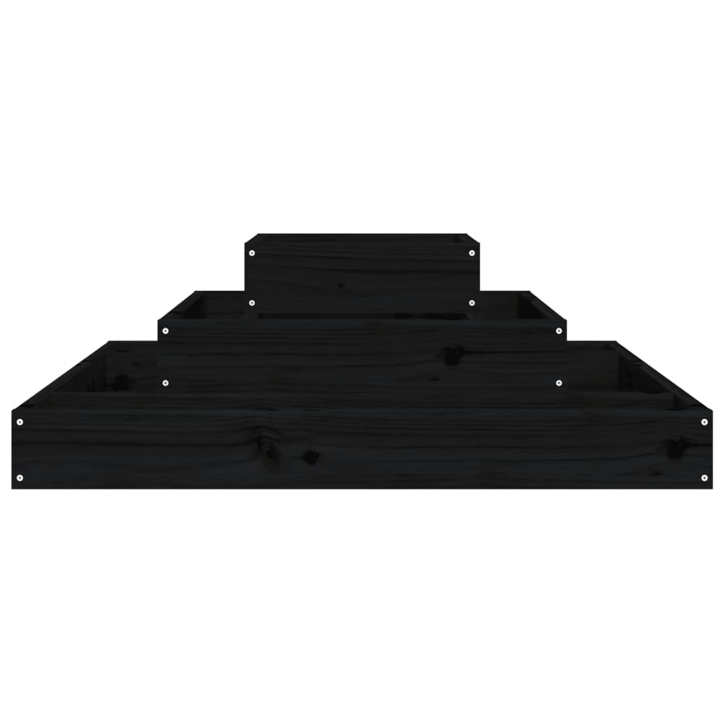 Plantenbak 80X80X27 Cm Massief Grenenhout Zwart