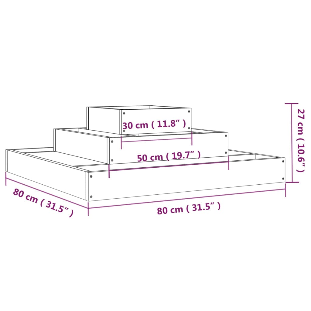Plantenbak 80X80X27 Cm Massief Grenenhout Zwart