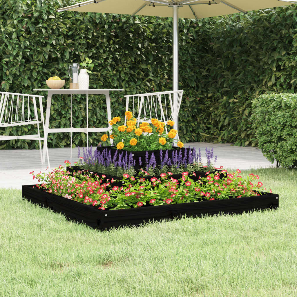 Plantenbak 80X80X27 Cm Massief Grenenhout Zwart