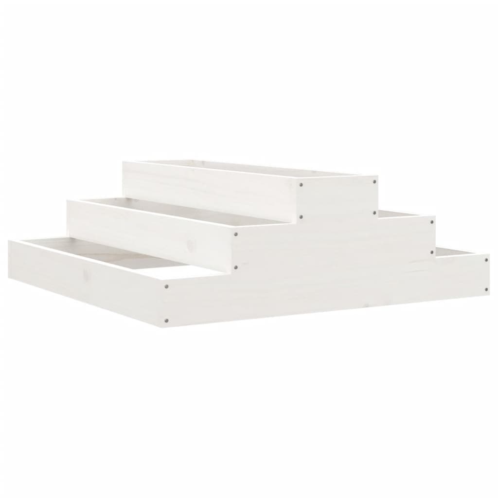 Plantenbak 80X80X27 Cm Massief Grenenhout Wit