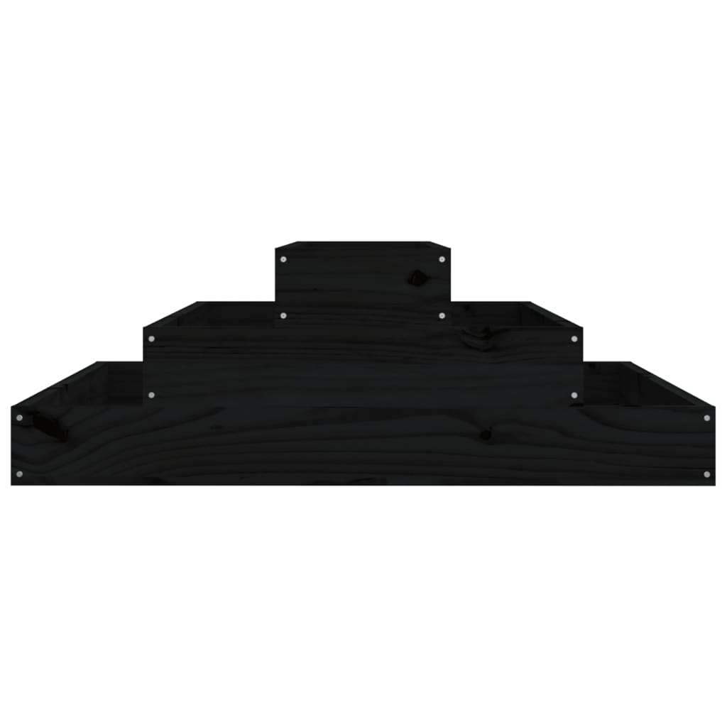 Pflanzgefäß 80 x 80 x 27 cm, massives Kiefernholz, schwarz