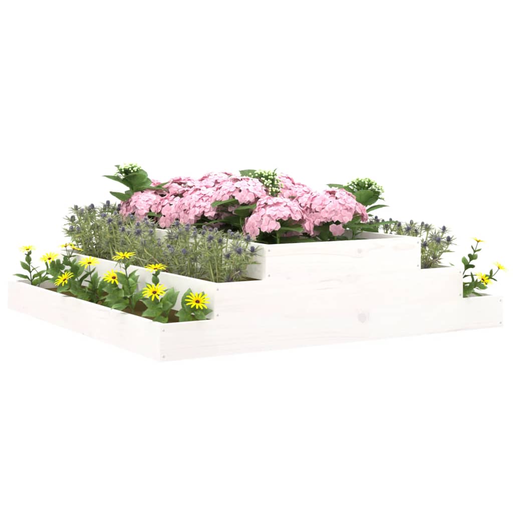 Plantenbak 110X110X27 Cm Massief Grenenhout Wit