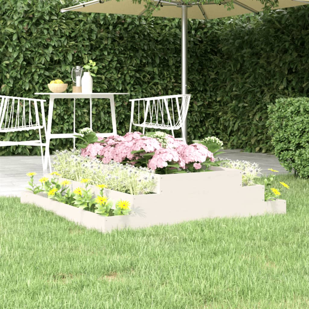 Plantenbak 110X110X27 Cm Massief Grenenhout Wit