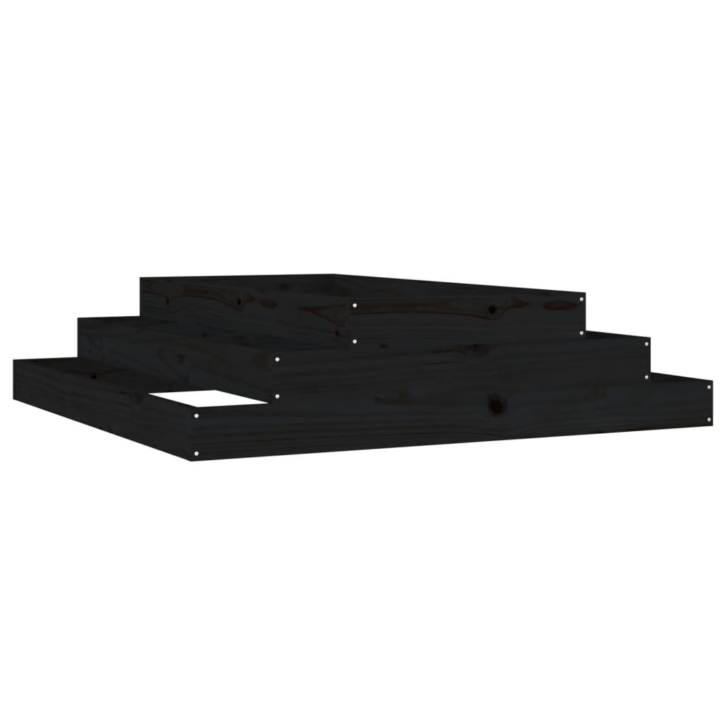 Plantenbak 110X110X27 Cm Massief Grenenhout Zwart