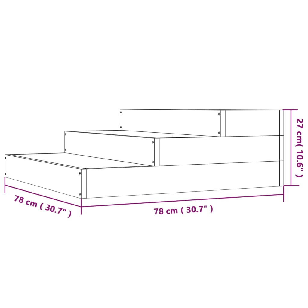 Plantenbak 78X78X27 Cm Massief Grenenhout Grijs