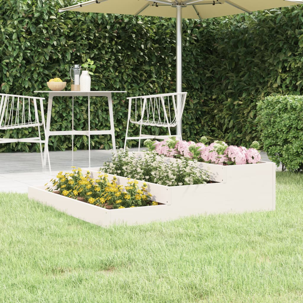 Plantenbak 107X107X27 Cm Massief Grenenhout Wit