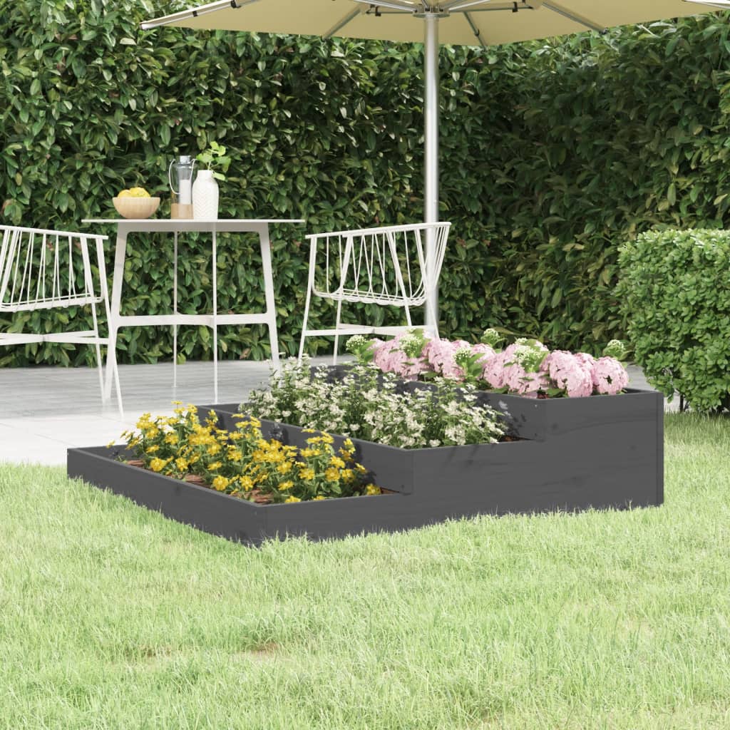 Plantenbak 107X107X27 Cm Massief Grenenhout Grijs