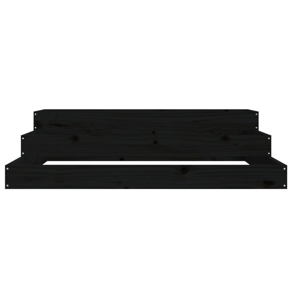 Plantenbak 107X107X27 Cm Massief Grenenhout Zwart
