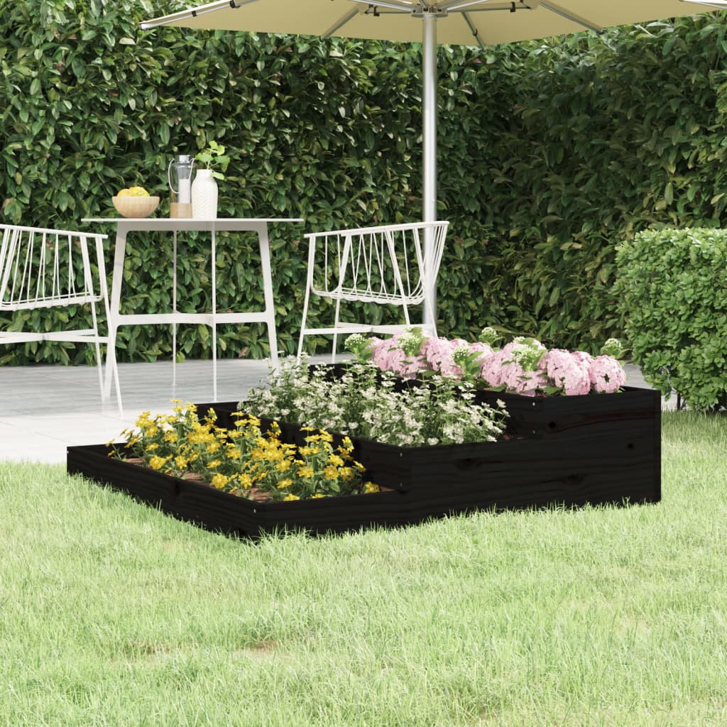 Plantenbak 107X107X27 Cm Massief Grenenhout Zwart