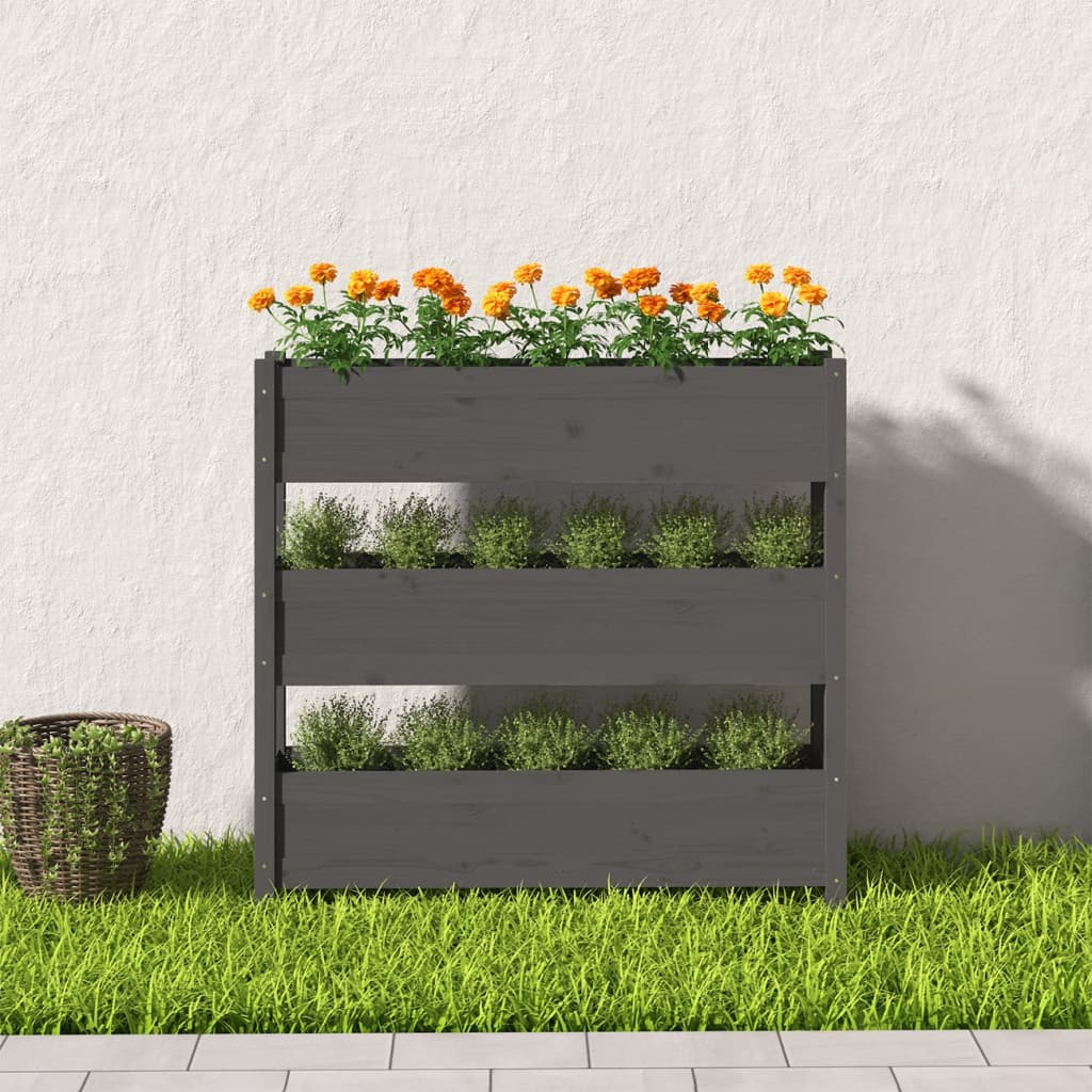 Plantenbak 112X25X104,5 Cm Massief Grenenhout Grijs