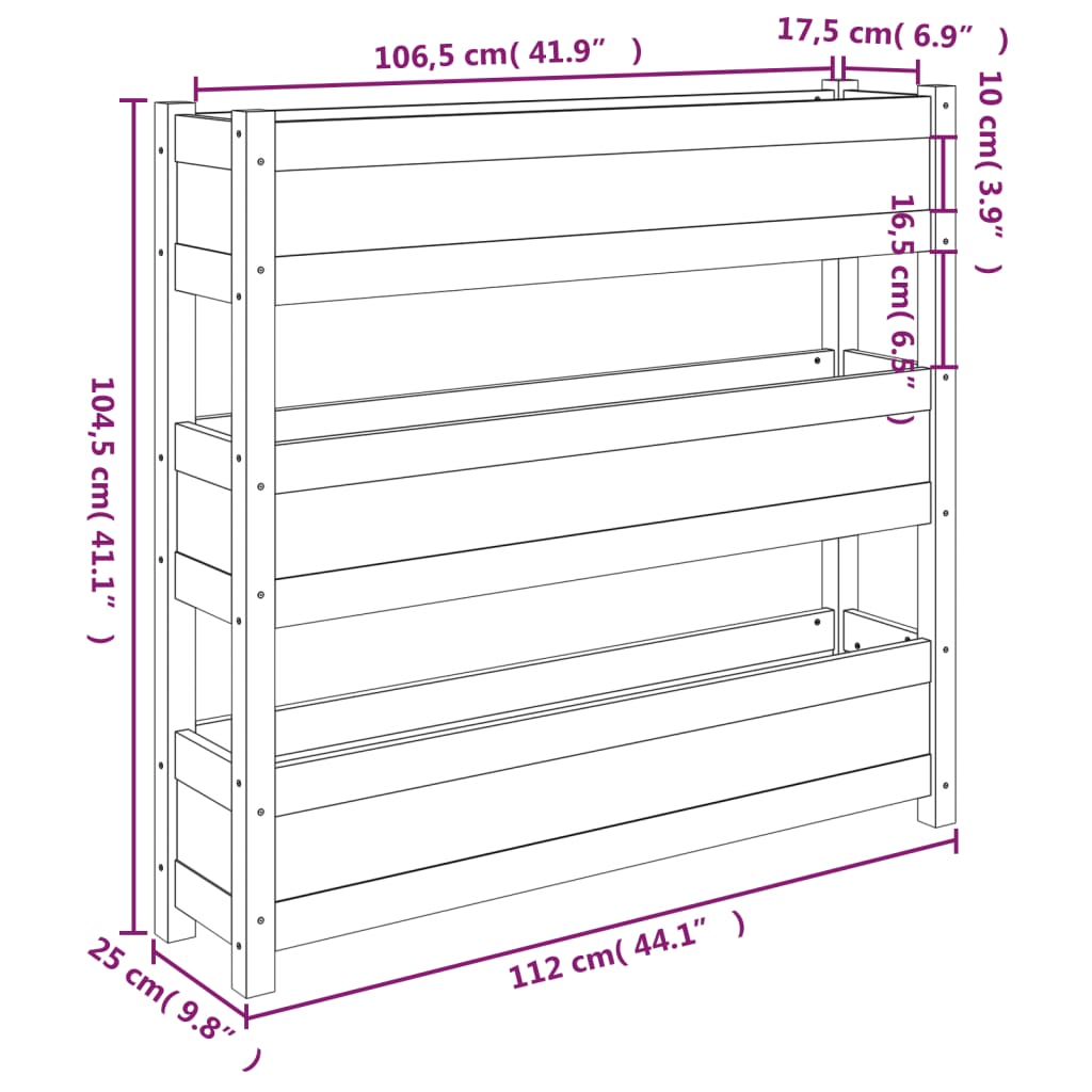 Plantenbak 112X25X104,5 Cm Massief Grenenhout Grijs