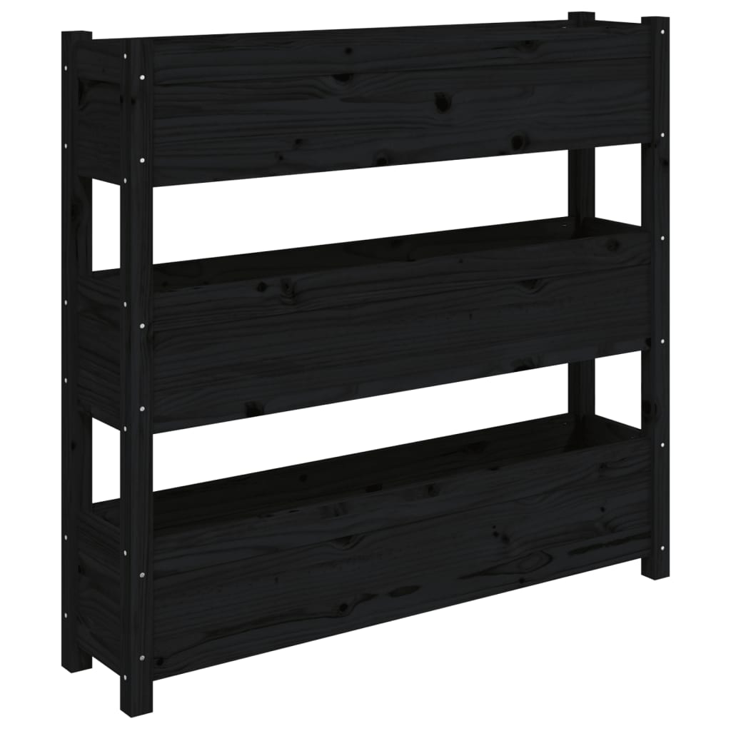 Plantenbak 112X25X104,5 Cm Massief Grenenhout Zwart