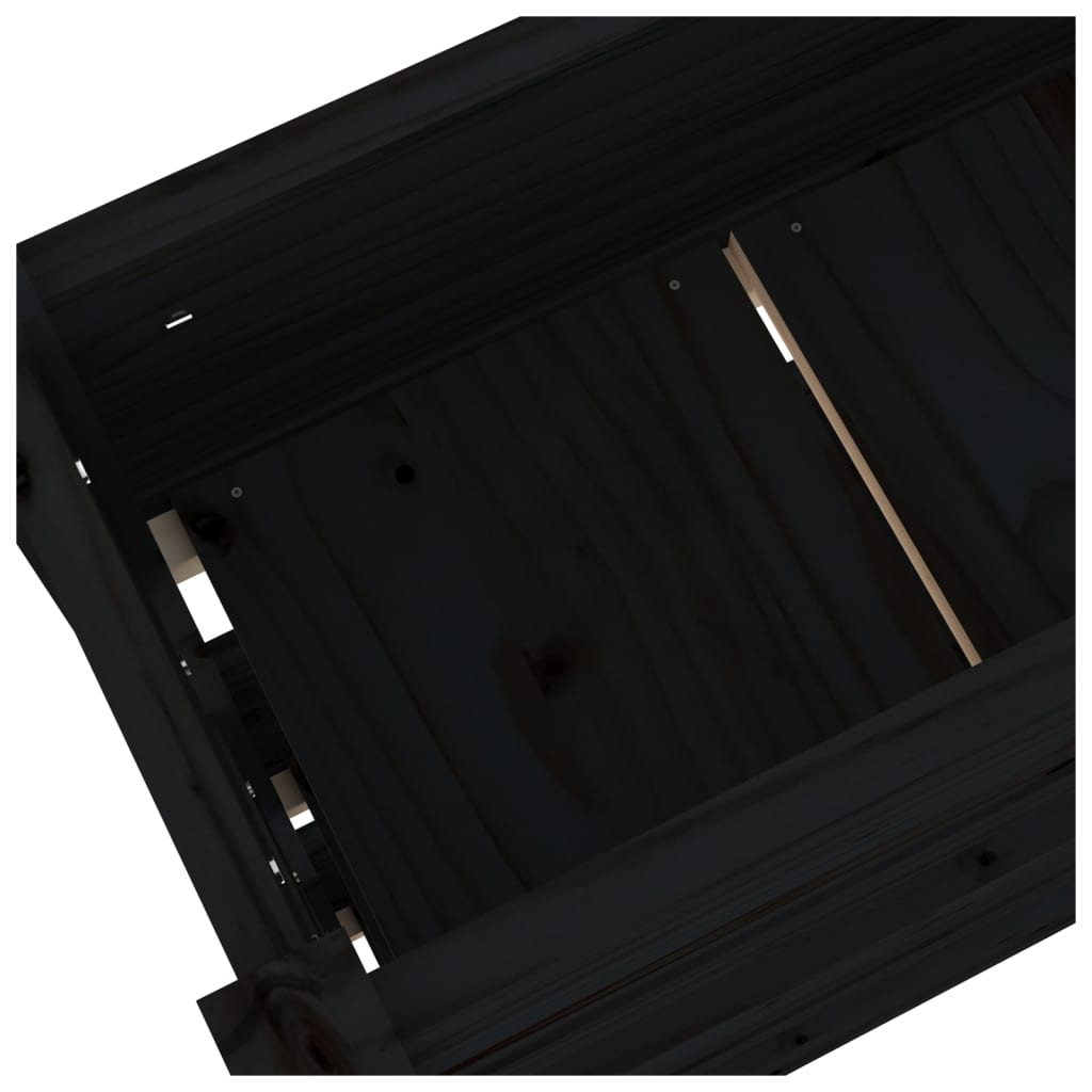 Plantenbak 112X25X104,5 Cm Massief Grenenhout Zwart